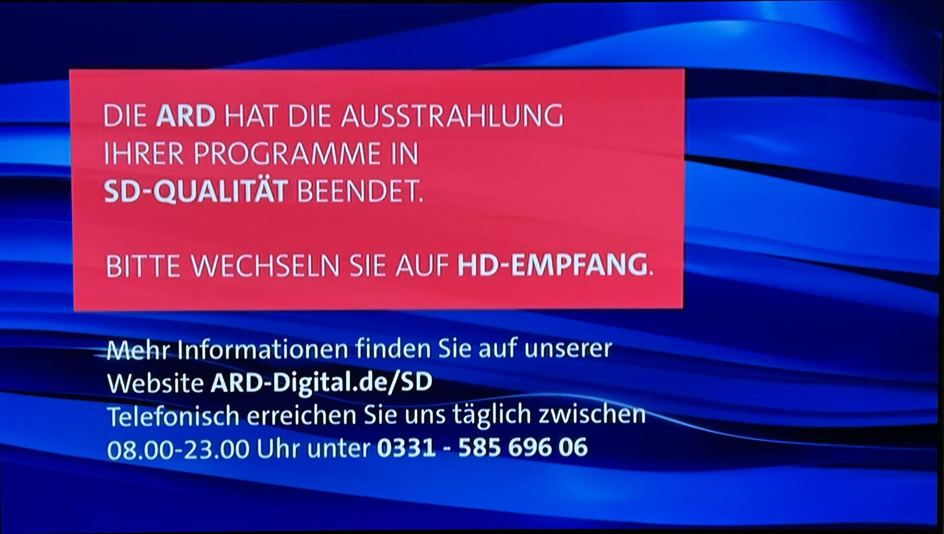 News ARD hat SD-Verbreitung über Satellit und Kabel eingestellt - News, Bild 