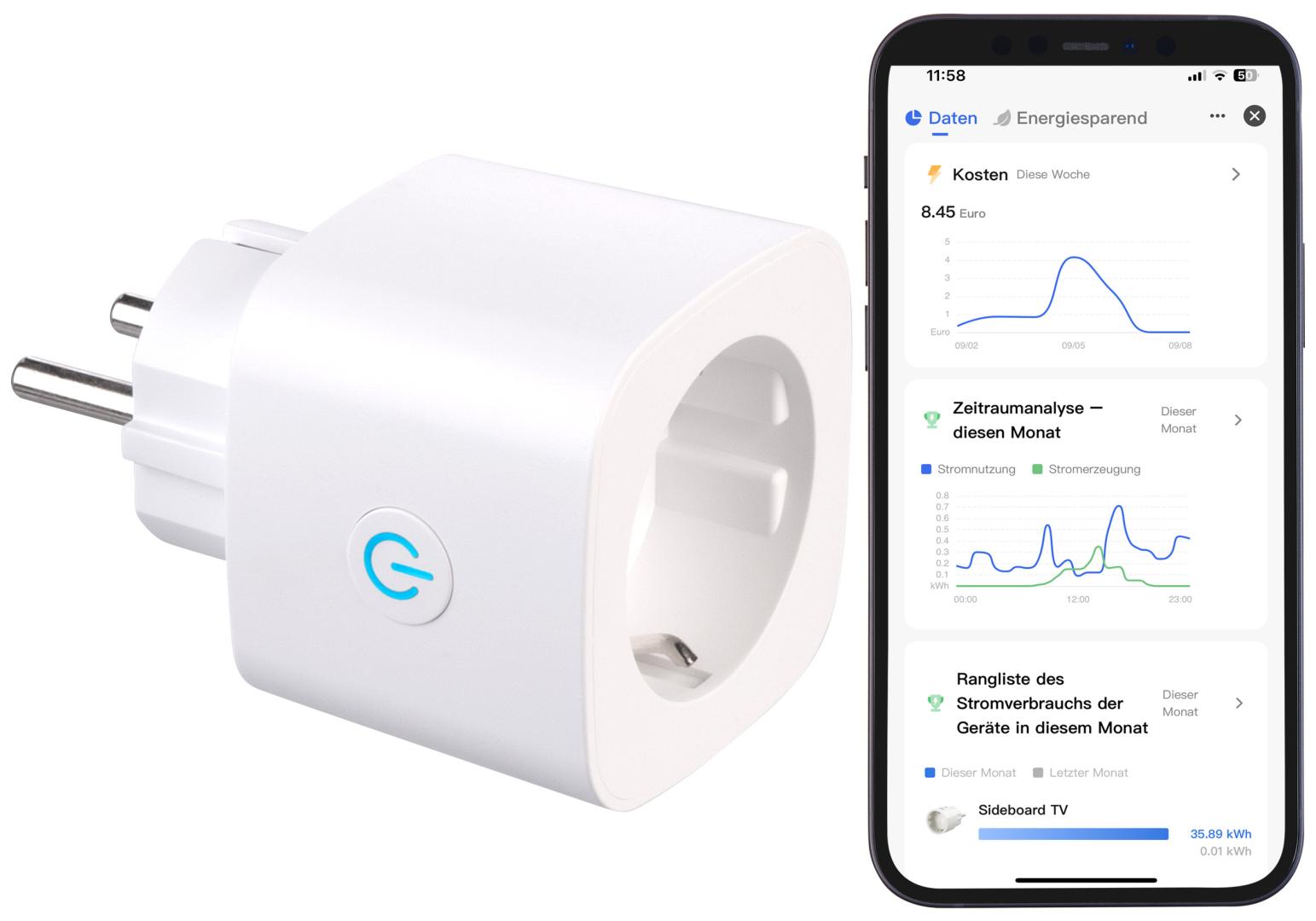 Smart Home WLAN-Steckdose mit bidirektionaler Strom-Messung und App-Kontrolle - News, Bild 