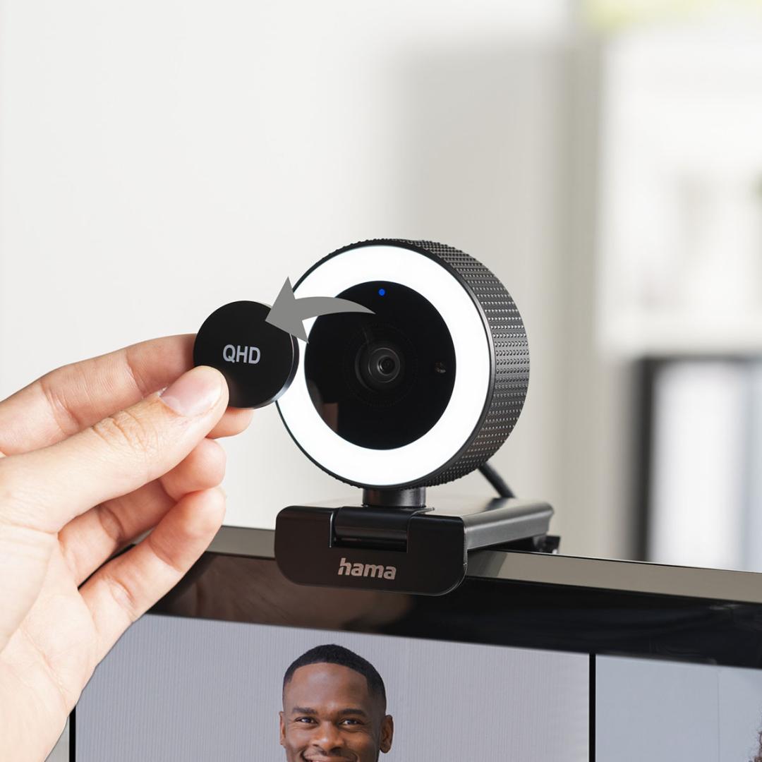 Produktvorstellung Hama-Webcam mit Ringlicht, Stereo-Mikrofon, Zoom und Fernbedienung - News, Bild 